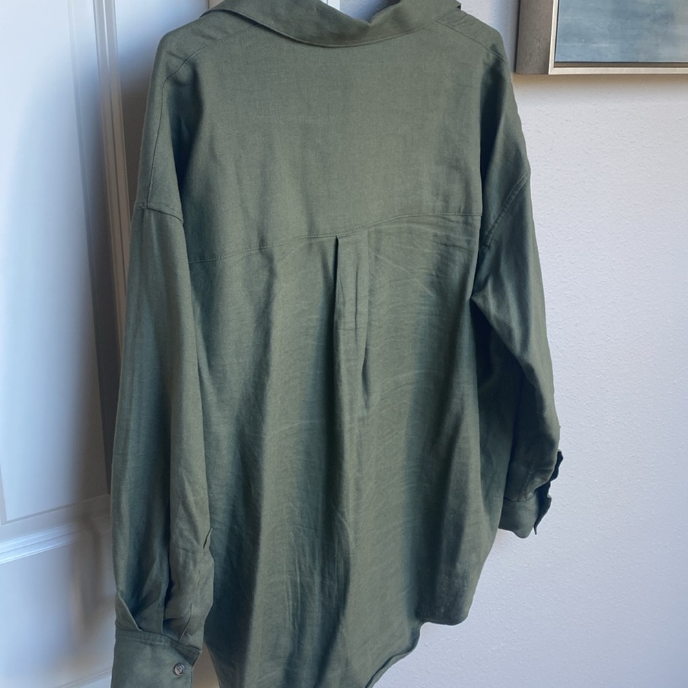 SBJ / GOOD COMPANY tunic blouse in olive green linen/rayon - Picture 5 of 9